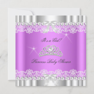 Princess Baby Shower Girl Tiara Lace Lavender Invitation