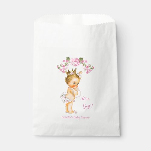 Princess Baby Shower Girl White Pink Blonde Favor Bag