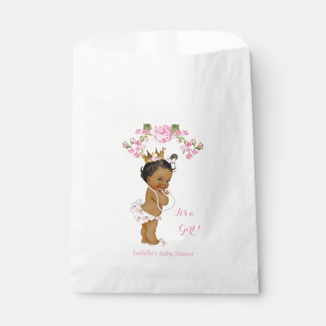 Princess Baby Shower Girl White Pink Ethnic Favor Bag (Front)