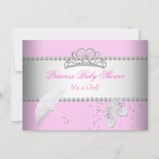 Princess Baby Shower Girl White Pink Tiara 2 Invitation