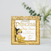 Princess Baby Shower Gold High Heel Glitter Medium Invitation (Standing Front)