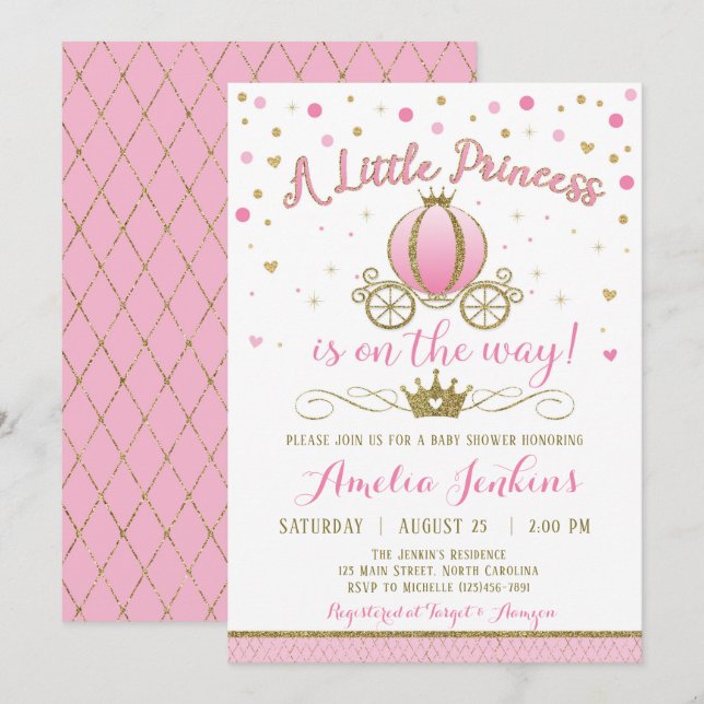 Princess Baby Shower Invitation (Front/Back)