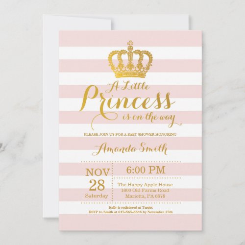 Princess Baby Shower Invitation Pink and Gold