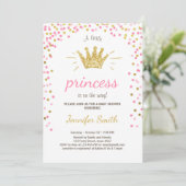 Princess Baby Shower Invitation Pink Gold Glitter (Standing Front)