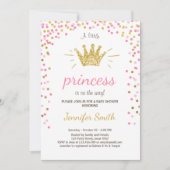 Princess Baby Shower Invitation Pink Gold Glitter (Front)
