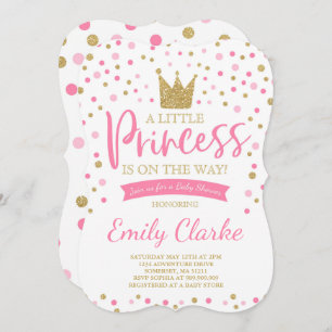 Princess Baby Shower Invitation Pink Gold Shower
