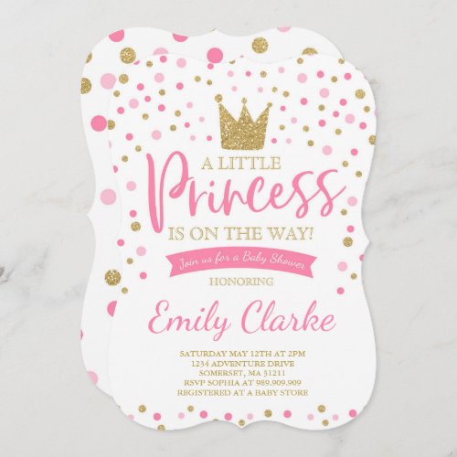 Princess Baby Shower Invitation Pink Gold Shower