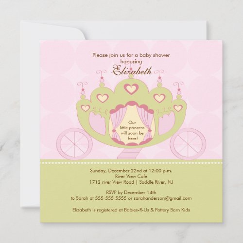 Princess Baby Shower Invitation Pretty Carriage