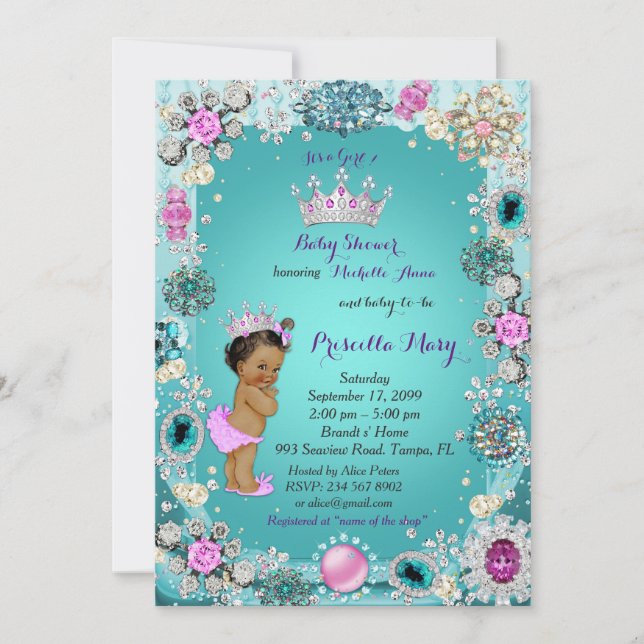 Princess Baby Shower Invitation, Princess,green Invitation (Front)