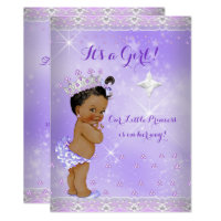 Princess Baby Shower Lilac Lavender Tiara Ethnic Card