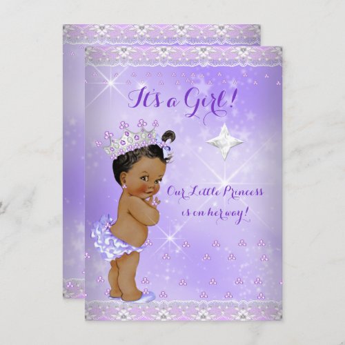 Princess Baby Shower Lilac Lavender Tiara Ethnic Invitation