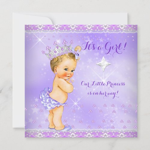Princess Baby Shower Lilac Purple Lavender Blonde Invitation