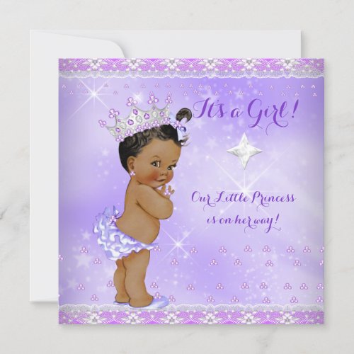 Princess Baby Shower Lilac Purple Lavender Ethnic Invitation