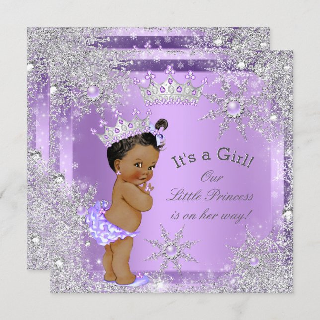 Princess Baby Shower Lilac Wonderland Ethnic Invitation (Front/Back)