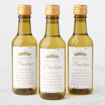 Princess Baby Shower Mini Wine Bottle Labels by DeReimerDeSign at Zazzle