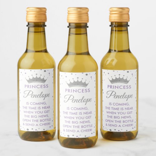 Princess Baby Shower Mini Wine Bottle Labels