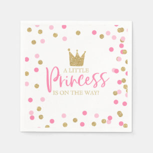 Princess Baby Shower Party Napkin Pink and Gold