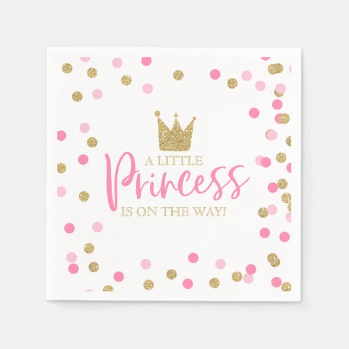 Princess Baby Shower Party Napkin Pink and Gold