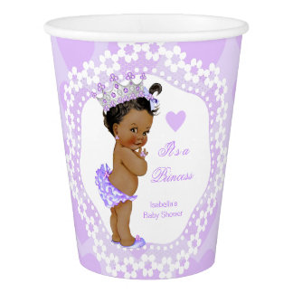 Princess Baby Shower Party Purple Heart Ethnic Paper Cup