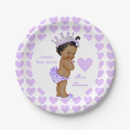 Princess Baby Shower Party Purple Heart Ethnic Paper Plates