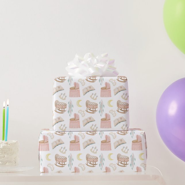 Princess Baby Shower Pattern Wrapping Paper (Party Gifts)