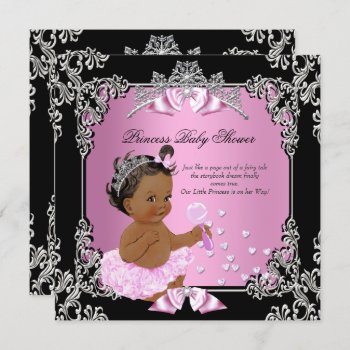 Princess Baby Shower Pink Black Tutu Ethnic Invitation by VintageBabyShop at Zazzle