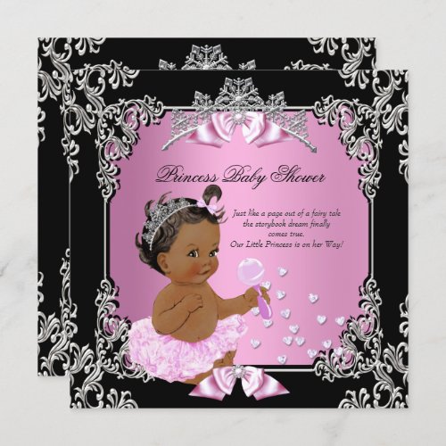 Princess Baby Shower Pink Black Tutu Ethnic Invitation