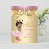 Princess Baby Shower Pink Gold Ballerina Ethnic Invitation (Standing Front)