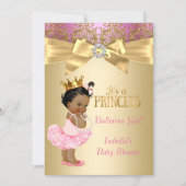 Princess Baby Shower Pink Gold Ballerina Ethnic Invitation (Front)