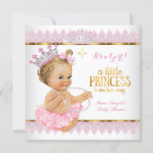 Princess Baby Shower Pink Gold Blonde Girl Invitation (Front)