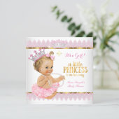 Princess Baby Shower Pink Gold Blonde Girl Invitation (Standing Front)