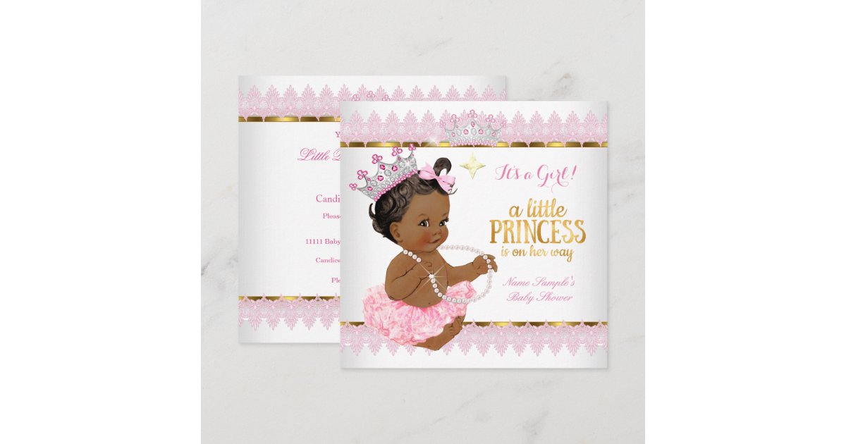 Princess Baby Shower Pink Gold Ethnic Girl Invitation | Zazzle