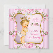Princess Baby Shower Pink Gold Floral Blonde Invitation (Front)