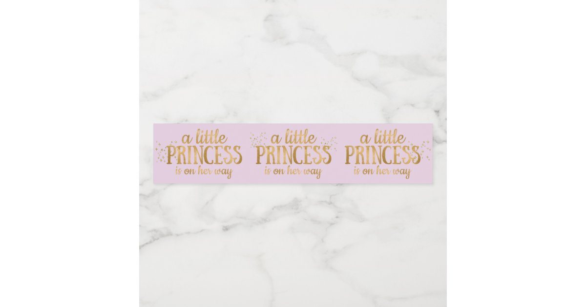Pink and Gold Little Princess Water Bottle Labels