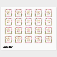 Elegant Pink Bow Baby Shower Classic Round Sticker, Zazzle