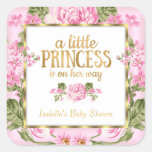 Princess Baby Shower Pink Gold Rose Floral Sticker at Zazzle