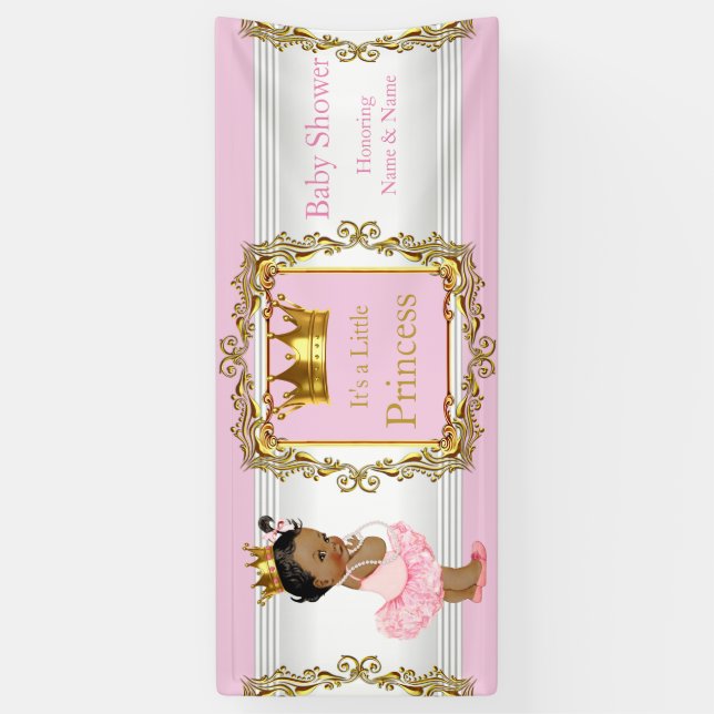 A Little Princess Is On Her Way Banner | Rose Gold Glitter Baby Shower Decoration