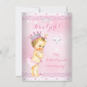 Princess Baby Shower Pink Lace Tiara Blonde Invitation (Front)