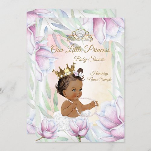 Princess Baby Shower Pink Lilac Floral Ethnic Invitation