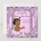 Princess Baby Shower Pink Purple Tutu Ethnic Invitation (Front)