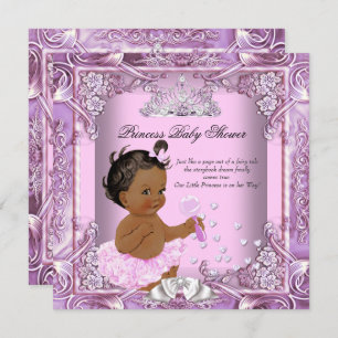 Princess Baby Shower Pink Purple Tutu Ethnic Invitation