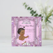 Princess Baby Shower Pink Purple Tutu Ethnic Invitation (Standing Front)