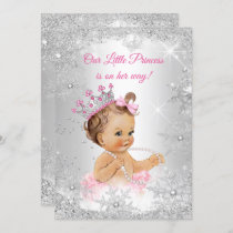Princess Baby Shower Pink Silver Winter wonderland Invitation
