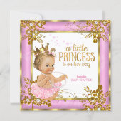 Princess Baby Shower Pink Tutu Floral Blonde Invitation (Front)
