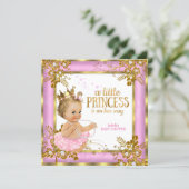 Princess Baby Shower Pink Tutu Floral Blonde Invitation (Standing Front)