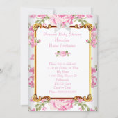 Princess Baby Shower Pink White Floral Blonde 2 Invitation (Back)