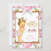Princess Baby Shower Pink White Floral Blonde 2 Invitation (Front)