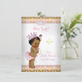 Princess Baby Shower Pink White Gold Tiara Ethnic Invitation (Standing Front)
