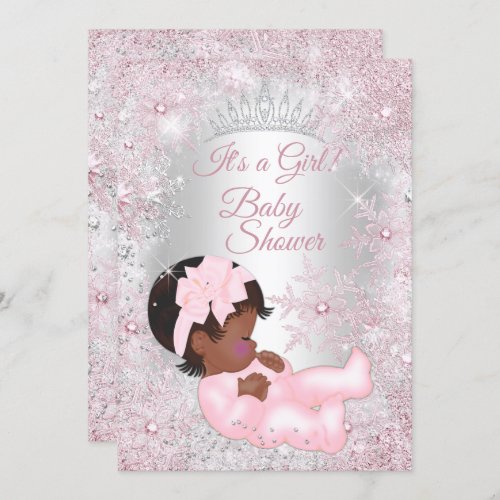 Princess Baby Shower Pink Winter Wonderland Ethnic Invitation