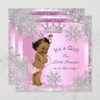 Princess Baby Shower Pink Winter Wonderland Ethnic Invitation